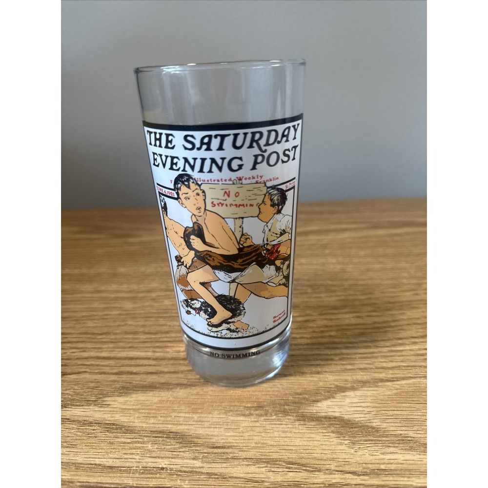 Vintage‎ Arbys Norman Rockwell Saturday Evening Post No Swimming Glass June 1924